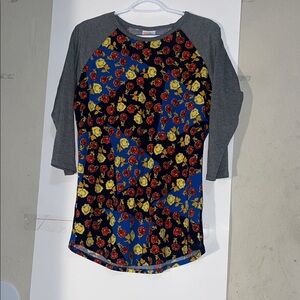 LuLaRoe Blue Floral Long Sleeve Tee